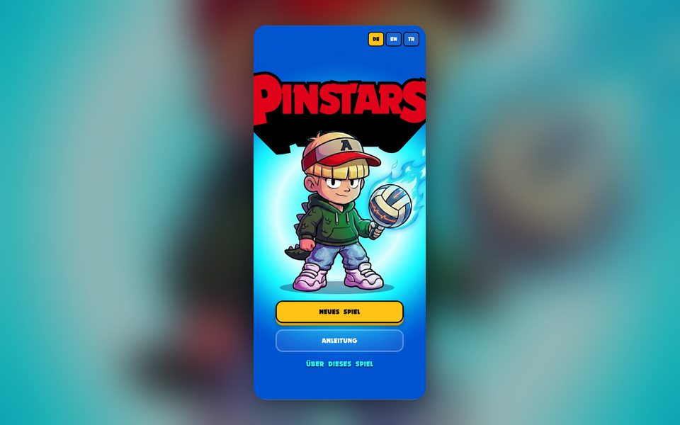 Pinstars start screen with the new game and instructions buttons