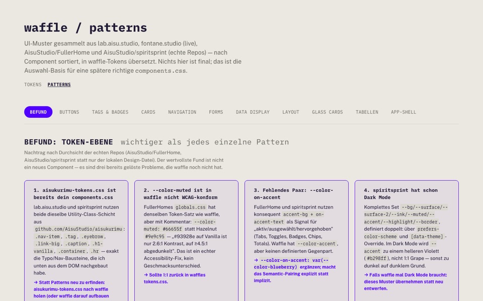 Waffle UI pattern library